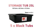 5 x 25L Plastic Storage Tubs Large Containers Bin Baskets Box Crates Underbed