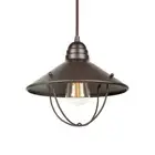 Forte Lighting 9.25" Cord-Hung Aluminum Shade Mini Pendant, Bronze - 7111-01-32