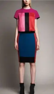 NWT Narciso Rodriguez For Design Nation Colorblock Green Black Pencil Skirt Sz 8