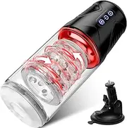Automatic Male Masturbator, Amortoy Male Masturbators Cup with 7 Thrusting & Rotating, 50dB Super Quite Hands-Free Electric Pocket Pussy, Realistic TPE Vagina Stroker, Male Sex Toys Red
