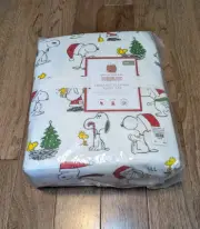 Pottery Barn Kids Christmas PEANUTS Snoopy Organic Flannel Twin Sheet Set