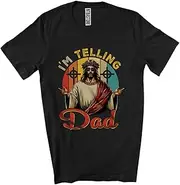 [Generic] Vintage Retro I'm Telling Dad; Humorous Father's Day Religious Jesus; Family Group Unisex T-Shirt