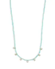 Argento Vivo Cubic Zirconia Bezel Charm Amazonite Beaded Statement Necklace in 18K Gold Plated Sterling Silver, 16-18