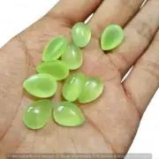 Prehnite Chalcedony Pear Shape Cabochon, Calibrated Loose Gemstone For Lovers