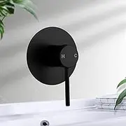 ACA International Watermark Wall Mount Round Shower Mixer Tap Bath Basin Tub Lollipop Pin Handle, BathTap Hot Cold Water Shower Mixer Tap, Solid Brass for Shower Head/Showe Hose (Black)