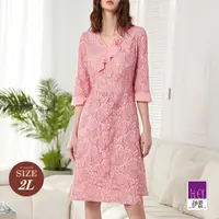 在飛比找momo購物網優惠-【ILEY 伊蕾】輕奢手工立體玫瑰蕾絲長洋裝(粉色；M-2L