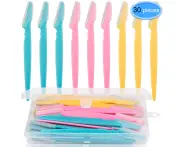 Facial Razors for Women 30 Pieces, Eyebrow Razor Trimmer Shaper Shaver with Precision Cover for Men Girls, with Box Package, 3 Colors