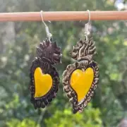 Tin Heart Oaxaca Earrings: Yellow