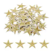 5Star Iron on Patches Embroidered Sew Patch Appliques Gold 50pcs