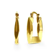 9kt Yellow Gold Silver Filled Wave Square Hoop Earrings
