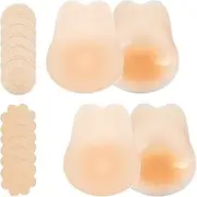 [DHFUCNKO] 2 Pairs Adhesive Bra Strapless Bra with 6 Pairs of Nipple Pads, Push Up Bra Glue Bra Push Up Waterproof and Pig Firm Bra Strapless Sticky Bra Breathable Invisible Strapless Bra Push Up for Bikini,