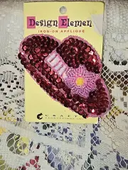 1 RED HAT Design Elements Sequin/Beaded Iron-On Applique Red Hat Society. New