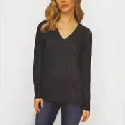 Buffalo David Bitton Pullover Super Soft Cozy V-Neck Sweater Black, Sz XL