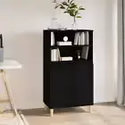 Wooden Highboard Black Kitchen Buffet Storage Cupboard Sideboard Rack Cabinet
