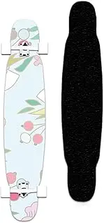 Sports Longboard Skateboard, 42" 8-Layer A-Level White Maple Colorful Fruit Pattern Four-Wheel Double Tilt Dance Board Suitable for Adult Girls