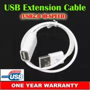 White USB 2.0 Male to Female Extension Cable Cord Extender For PC Laptop AU OZ