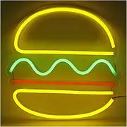 Hanging Art Neon Signs Hamburger Neon Sign LED Night Light For Resraurant Advertising Neon Night Light For Home Bar Decoration