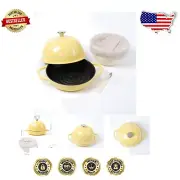 Vibrant Yellow Cast Iron Bread Cloche & Proofing Basket - 7.8inch Sourdough Set