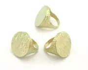 Hammered brushed Signet Ring Blank - raw brass 17.5mm 7US inner size 4387
