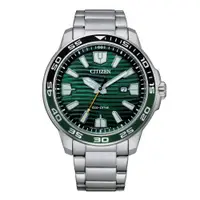 在飛比找ETMall東森購物網優惠-CITIZEN星辰 光動能 時尚波紋男性腕錶 墨綠 AW15