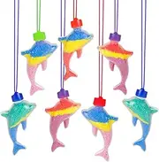 ArtCreativity Dolphin Sand Art Bottle Necklaces (Pack of 12) Sand Art Craft Kit with Shaped Bottles, Craft Party Supplies and Party Favors for Kids - Sand Sold Separately