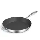 NNEAGS Stainless Steel Fry Pan 34cm Frying Pan Induction FryPan Non Stick Interi