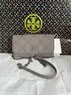 Tory Burch Willa Matte Chain Wallet Crossbody Bag Gray Heron Silver Grey
