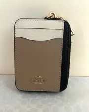 NWT COACH Colorblock Leather Zip Case Mini Wallet Coin,C1886