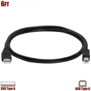6FT USB 2.0 Type A Male to Type B Male Printer Scanner Cable Cord Black