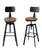 [Artiss] Adjustable Wood Bar Stools x4 in Black