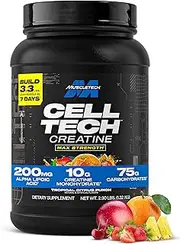 Creatine Monohydrate Powder | MuscleTech Cell-Tech Creatine Powder | Post Workout Recovery Drink | Muscle Builder for Men & Women | Musclebuilding Supplements | Tropical Citrus Punch, 3 lbs (27 Serv)