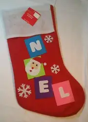 Noel Felt Red Christmas Stocking with white cuff New