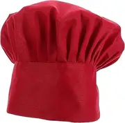 [Luxshiny] Cooking Hat Professional Chef Cap Elastic Band Catering Cap for Adults Breathable Headwear Red