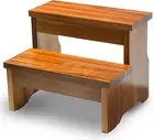 Wooden Two Step Stool Heavy Duty 2 Step Stool Adult & Kids Holds up to 450Lb