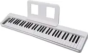 [Generic] Piano Keyboard, 61 Keys Folding Piano Portable Electric Keyboard with Music Stand, Full Size Keys Digital for Beginners, Teens, Adults (White)