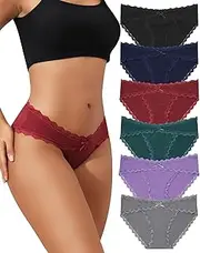 [Levao] Womens Underwear Cotton Cheeky Bikini Panties for Women Lace Stretch Hipster Ladies Briefs Multipack S-XXL