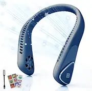 [USOR] Neck Fans Portable,6000mAh Personal Fan USB Rechargeable Bladeless Cooling Fan Hands Free Hanging Neck Fan Adjustable Design 3 Speed Wearable Fans for Women Men Gift Summer Travel Blue