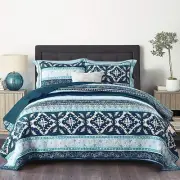 NEWLAKE Cotton Bedspread Quilt Sets-Reversible Patchwork Coverlet Set, Boho C...
