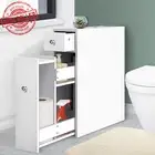 Bathroom Storage Cabinet - 58cm, Slim Space-Saving Corner Shelf, White Organizer