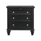 Black Nightstand 3 Drawers w/ Pull-Out Tray