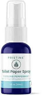 PRISTINE Toilet Paper Spray - As Seen on Shark Tank, More Natural Flushable Wet Wipes Alternative, Spray Toilet Paper to Create Flushable Wipe, Cooling Peppermint, 1 fl oz Travel Size