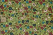 PRETTY! FLOWERS ON OLIVE GREEN - HOBBY LOBBY - 2 YARDS