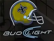 Bud Light Beer New Orleans Saints Helmet 17"x14" Neon Sign Lamp Light Bar DS