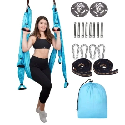 Aerial Yoga Swing Sling Yoga Hammock Kit Trapeze with Ceiling Mount Accessories
