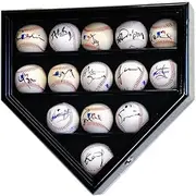 14 Baseball Ball Display Case Cabinet Holder Wall Rack Home Plate Shaped 98% UV Protection- Lockable