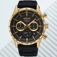 在飛比找momo購物網優惠-【SEIKO 精工】CS系列 黑金美學 三眼計時手錶 SK0