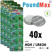 PoundMax AG4 LR626 Batteries 1.5v Alkaline Button Cell Battery - 40 Count