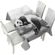 Black and White Drawing of a Cute Sleeping Panda Tablecloth