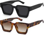 [Onrtry] Rectangle Sunglasses for Women Men Retro Square Thick Frame Sun Glasses Shades