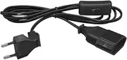 2-Pin EU Power Extension Cable Cord with ON/Off Switch, Toptekis European EU 2-Prong Power Cord Cable VDE Bend Angle 90 Degree Male to Female Power Extension Cord Cable(Elbow, Black, 2m/6ft)